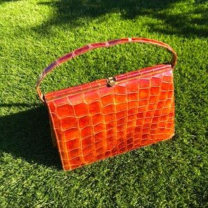Rare Vintage  50s Alligator skin clasp purse